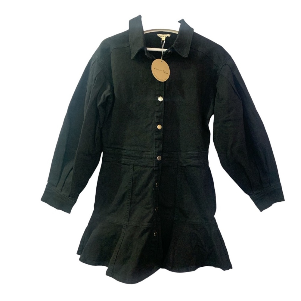 Aaron & Amber NEW Denim Mini Dress Black Small Flirty Girly Girls Date Night